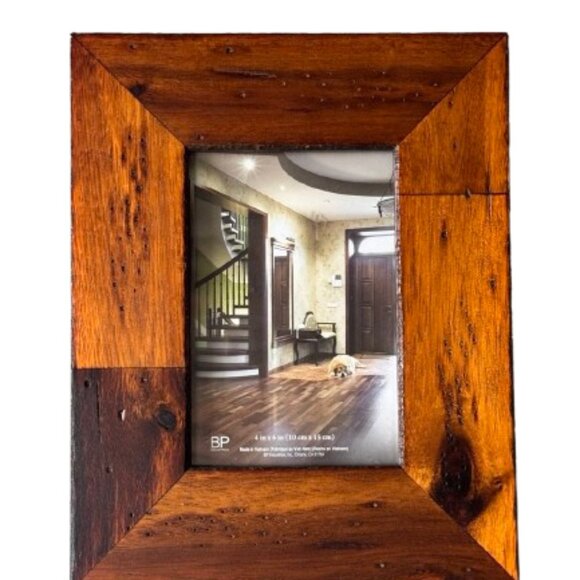 Wooden 4x6 Photo Frame Rustic Freestanding Tabletop Picture Display BP Industrie - Picture 3 of 7